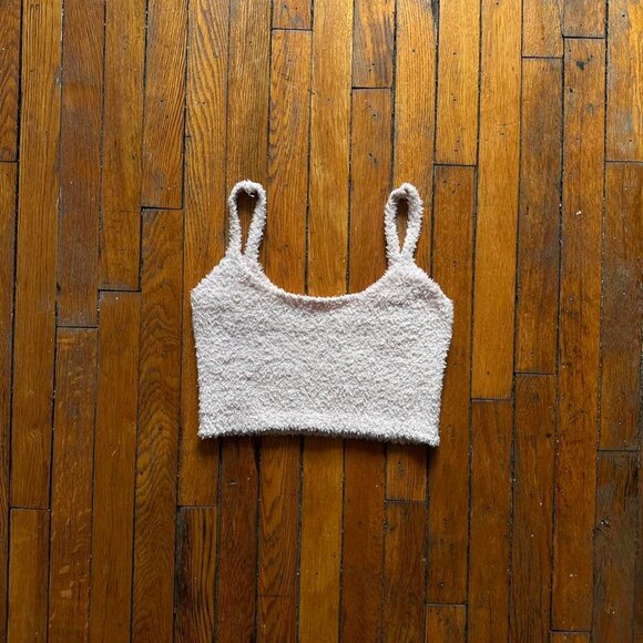 SKIMS Kim Kardashian Fuzzy Crop Tank Top Women L/XL Pink Cream Cute Fairy Kidcor - Picture 5 of 7